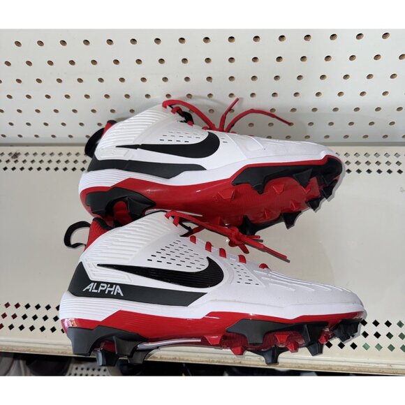 Nike Alpha Menace Strong Mens Football Lineman Cleats Size 8.5 White Red Black main image 7